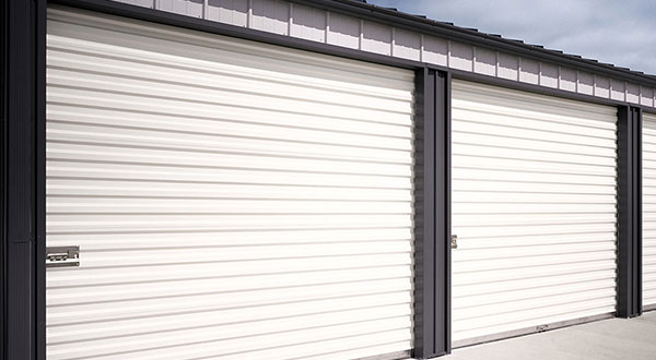 Rolling steel service door installed at loading dock
